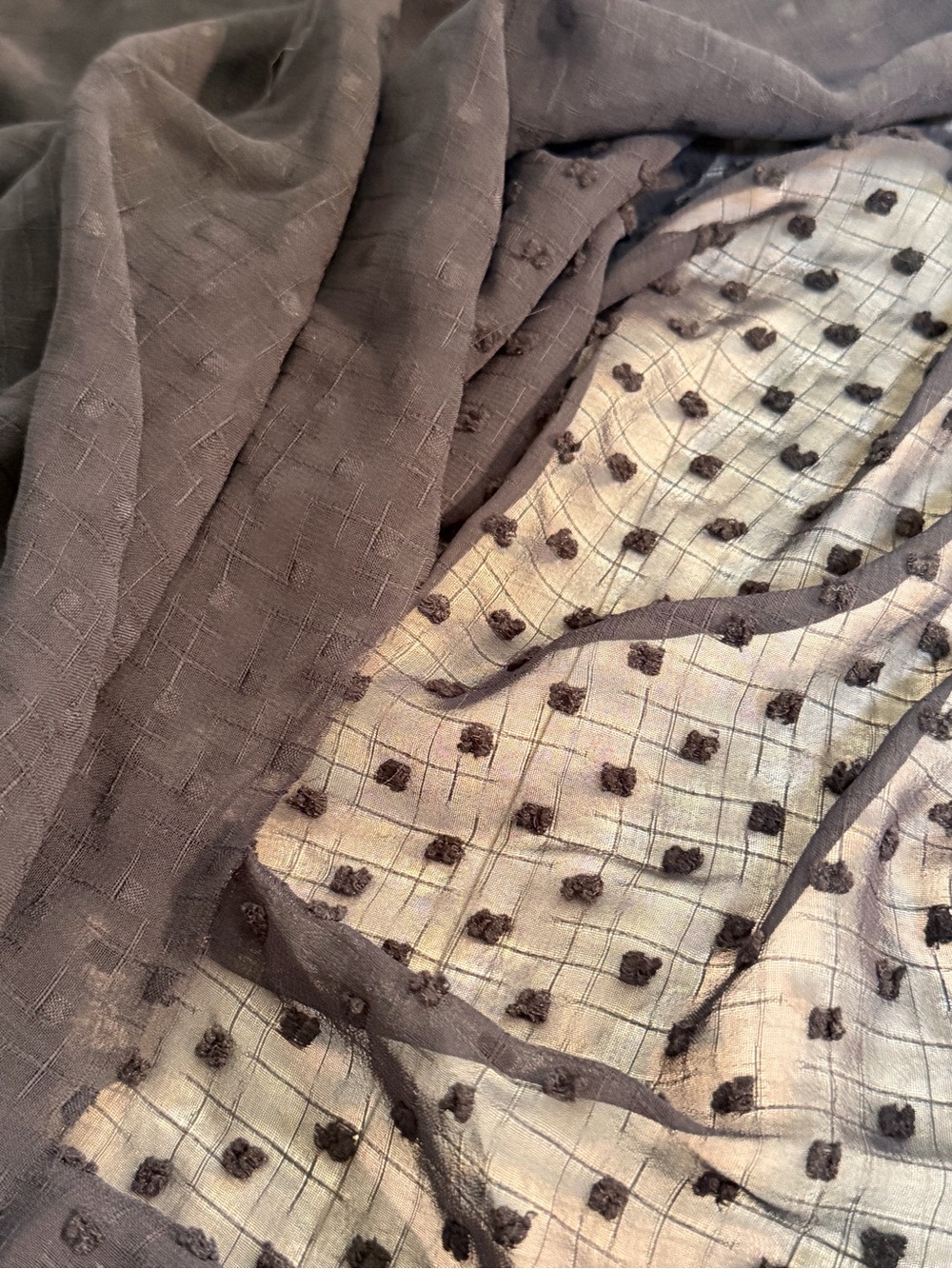 Black sheer Swiss dot fabric. 60” wide, 2 yards. New. Unwashed. - Picture 2 of 2